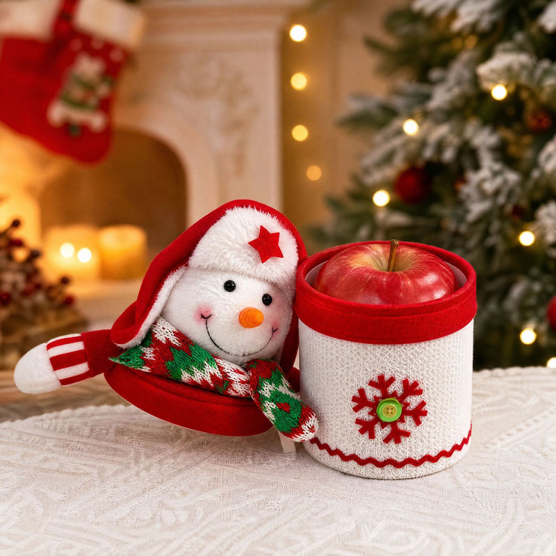 Christmas Apple Gift Box Set - 11" Festive Holiday Decor for Candy, Snacks & Small Gifts, Bulk Discounts Available (3 Styles)