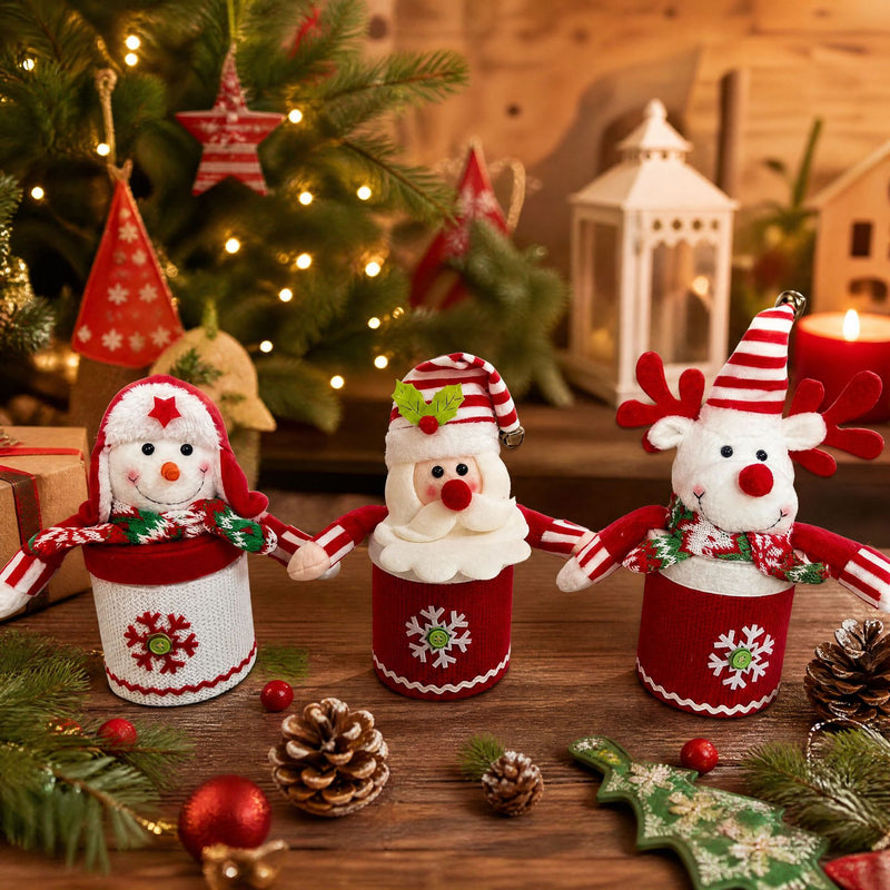 Christmas Apple Gift Box Set - 11" Festive Holiday Decor for Candy, Snacks & Small Gifts, Bulk Discounts Available (3 Styles)