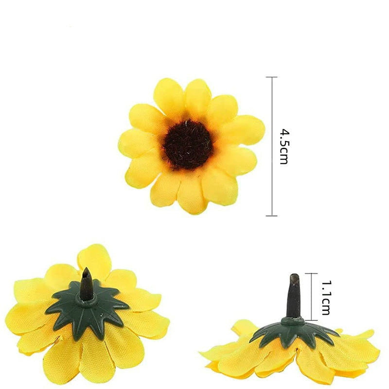 50 Bulk Sunflower Bouquet Heads, 1.8" Silk Artificial Flowers for DIY Wedding Decor, Home Arrangements, Centerpieces & Boutique Displays