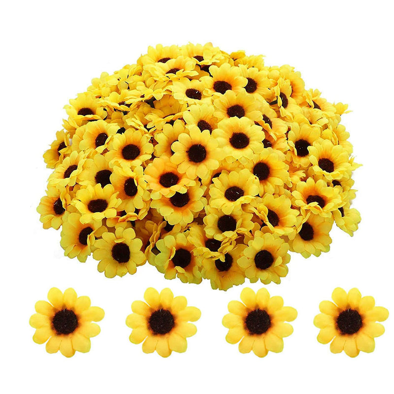 50 Bulk Sunflower Bouquet Heads, 1.8" Silk Artificial Flowers for DIY Wedding Decor, Home Arrangements, Centerpieces & Boutique Displays