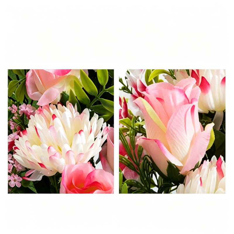 28" Artificial Large Cemetery Flowers Chrysanthemum Mixed Rose Buds and Solar Cardinal Memorial Stakes for Graves Sympathy Gift for Loss of Father Dad, Mom, Grandma
