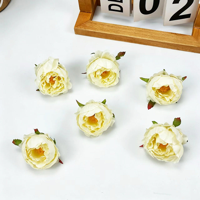 Silk Peony & Rose Flowers - 2" Wide Realistic DIY Wedding Bouquets, Home Decor, Centerpieces (10-Pack)