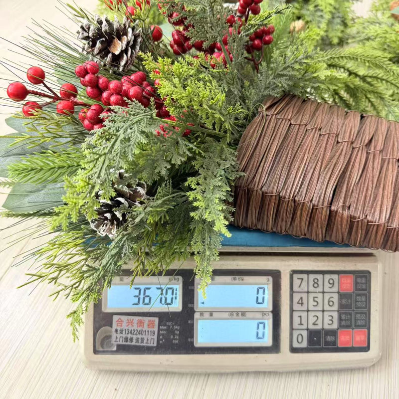 15" Christmas Wreath with Pinecones, Red Berries & Cedar, Holiday Decor, Indoor Wall Hanging, Home & Event Decoration