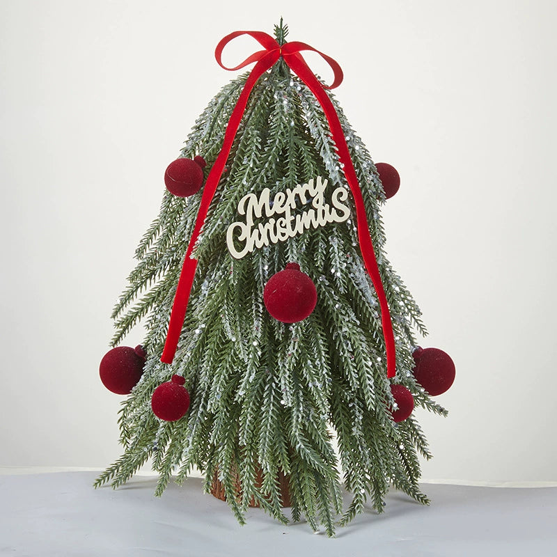 Mini Pine Christmas Tree Decoration, 15" Tall, 8" Wide, Perfect for Holiday Home Decor, Weddings, and Tabletop Displays