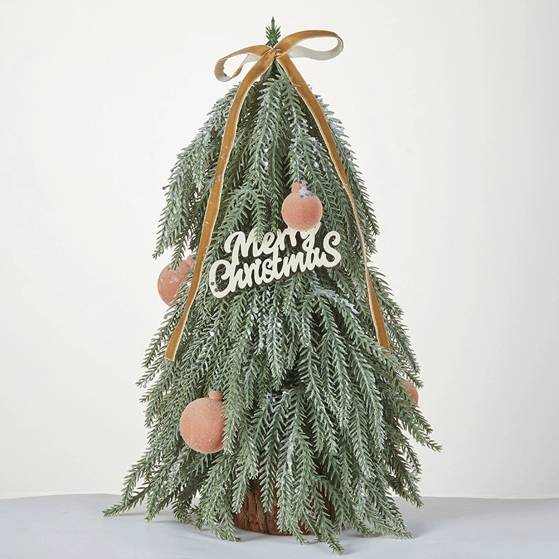 Mini Pine Christmas Tree Decoration, 15" Tall, 8" Wide, Perfect for Holiday Home Decor, Weddings, and Tabletop Displays