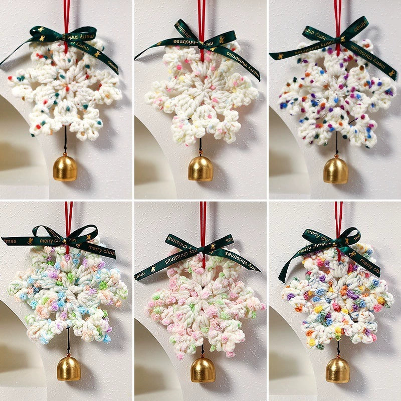 Handmade Felt Snowflake Ornaments, 6.5" Christmas Tree Decor, Set of 5, Festive Holiday Party & Home Decor