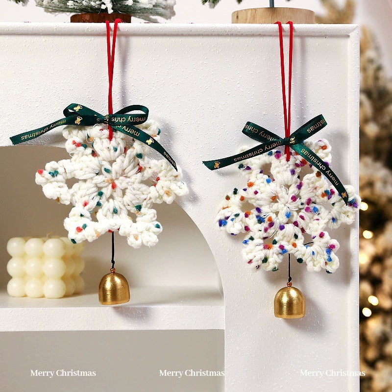 Handmade Felt Snowflake Ornaments, 6.5" Christmas Tree Decor, Set of 5, Festive Holiday Party & Home Decor