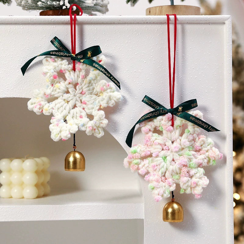 Handmade Felt Snowflake Ornaments, 6.5" Christmas Tree Decor, Set of 5, Festive Holiday Party & Home Decor