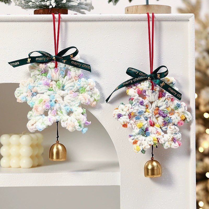 Handmade Felt Snowflake Ornaments, 6.5" Christmas Tree Decor, Set of 5, Festive Holiday Party & Home Decor