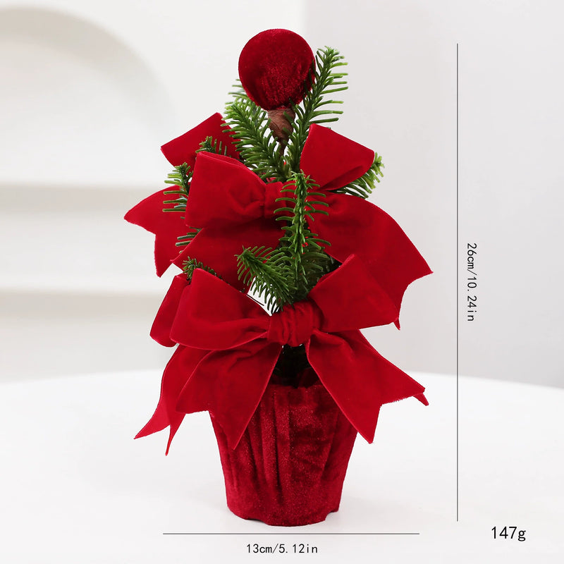 Burgundy Velvet Christmas Ball Potted Plant, Holiday Decor for Entryway, Window Display, Festive Arrangement, 4 Styles