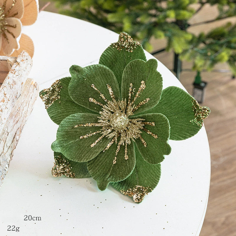 Christmas Velvet Fabric Flowers, 8" Diameter, DIY Holiday Decor, Red, Gold, Orange, Green, Champagne