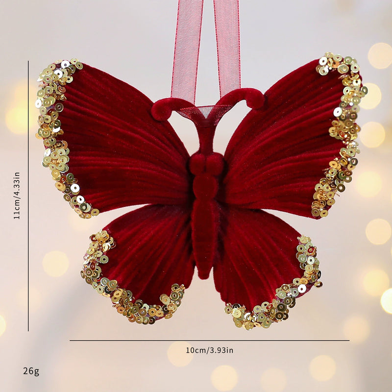 Red Velvet Snowflake Christmas Ornament, Elegant Holiday Decor, Perfect for Trees, Mantels, and Festive Displays