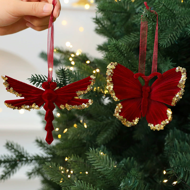 Red Velvet Snowflake Christmas Ornament, Elegant Holiday Decor, Perfect for Trees, Mantels, and Festive Displays