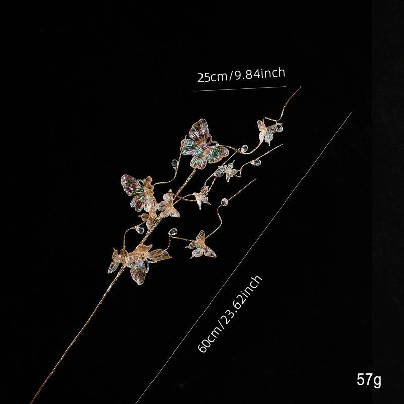 Christmas Crystal Garland with Transparent Butterfly & Pearl Beads, 4 Styles, Christmas Tree & Wreath Decoration