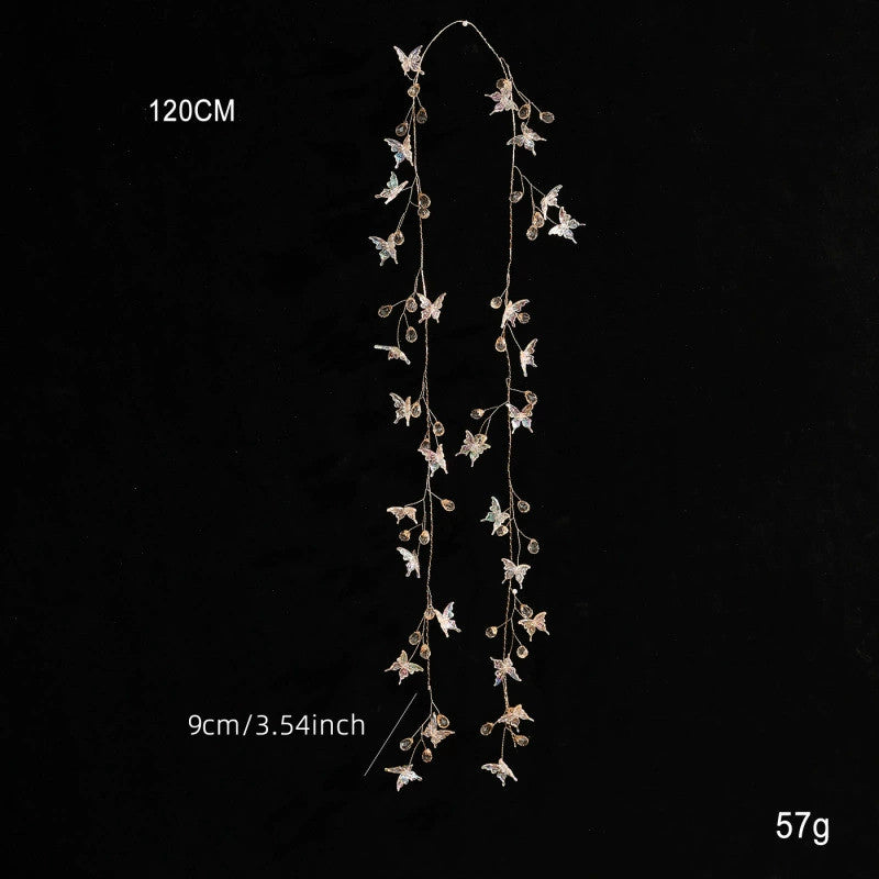 Christmas Crystal Garland with Transparent Butterfly & Pearl Beads, 4 Styles, Christmas Tree & Wreath Decoration