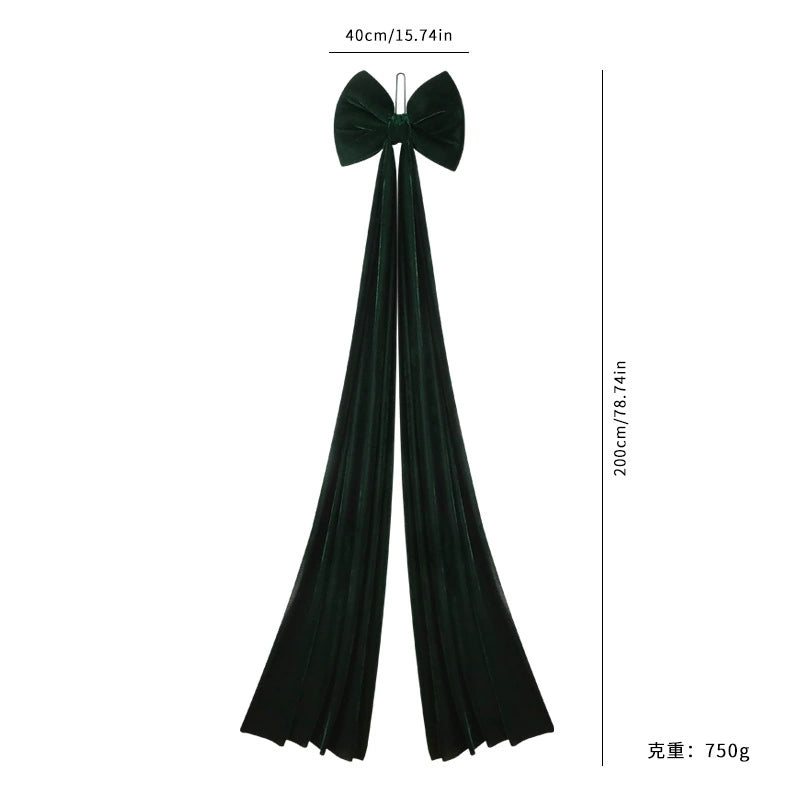 Oversized Velvet Christmas Bow Tree Topper, 79" Long, 16" Wide, Luxe Holiday Decor for Tree, Mantel, or Gift Wrap, Available in Red, Burgundy, Dark Green, and White