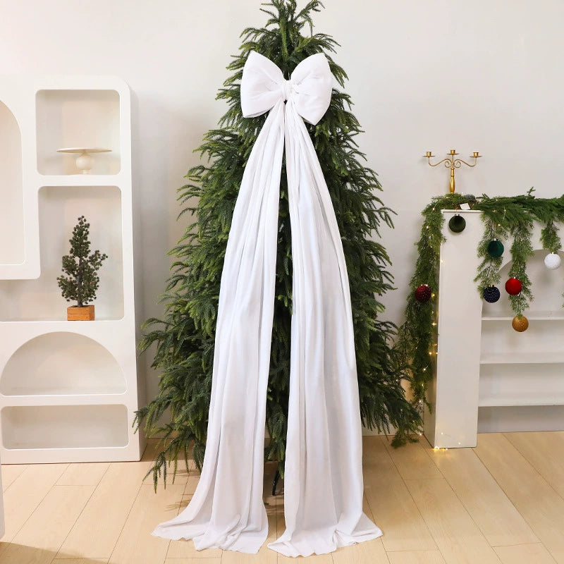 Oversized Velvet Christmas Bow Tree Topper, 79" Long, 16" Wide, Luxe Holiday Decor for Tree, Mantel, or Gift Wrap, Available in Red, Burgundy, Dark Green, and White