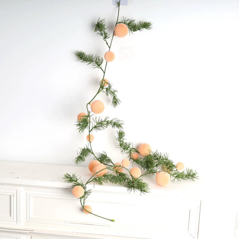 Set of 2 Artificial Pine & Berry Garland Vines, 71" Length, Christmas Decor for Fireplace, Windows, Holiday Parties