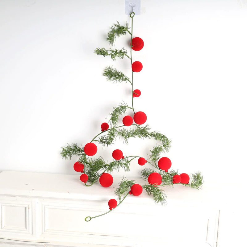 Set of 2 Artificial Pine & Berry Garland Vines, 71" Length, Christmas Decor for Fireplace, Windows, Holiday Parties