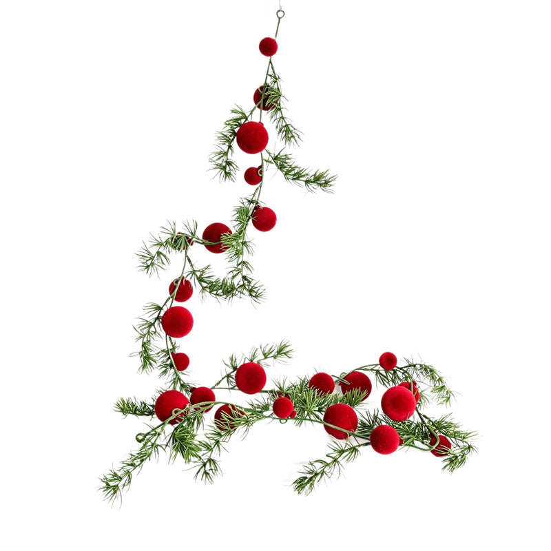 Set of 2 Artificial Pine & Berry Garland Vines, 71" Length, Christmas Decor for Fireplace, Windows, Holiday Parties