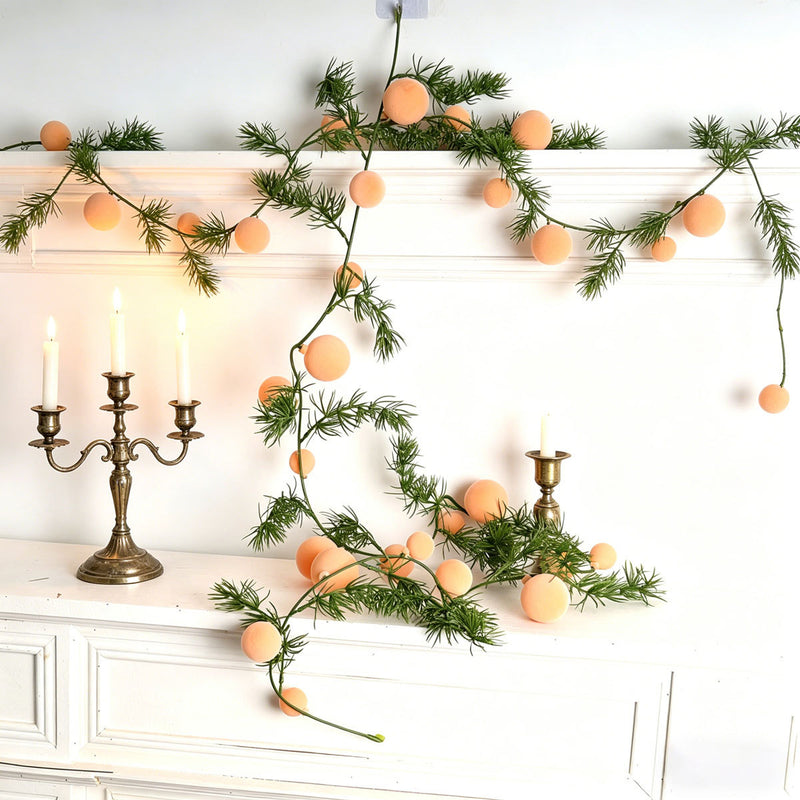 Set of 2 Artificial Pine & Berry Garland Vines, 71" Length, Christmas Decor for Fireplace, Windows, Holiday Parties