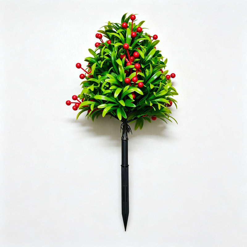 Artificial Podocarpus with Red Berries, 18" Tall, Realistic Faux Plant for Home Decor, Weddings, and Events