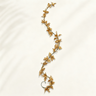 Golden Artificial Vine Garland, 71" Long, Festive Decor for Holidays, Weddings, Windows, and Walls