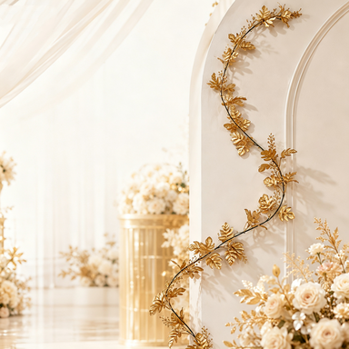 Golden Artificial Vine Garland, 71" Long, Festive Decor for Holidays, Weddings, Windows, and Walls