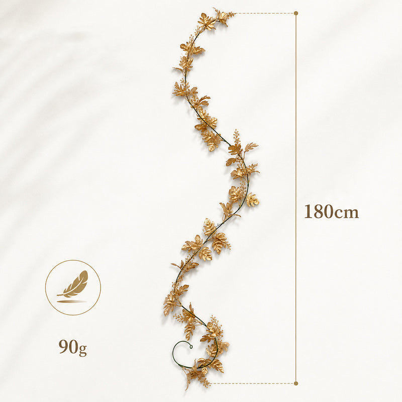 Golden Artificial Vine Garland, 71" Long, Festive Decor for Holidays, Weddings, Windows, and Walls