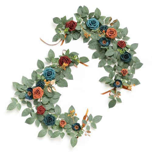 Artificial Rose Vine Garland, 24" Long, Realistic Silk Roses for Wedding Arch Decor, Table Centerpieces, Party & Event Styling