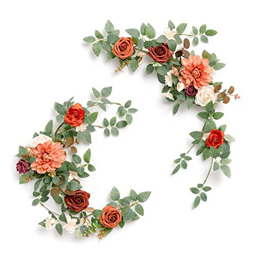 Artificial Rose Vine Garland, 24" Long, Realistic Silk Roses for Wedding Arch Decor, Table Centerpieces, Party & Event Styling