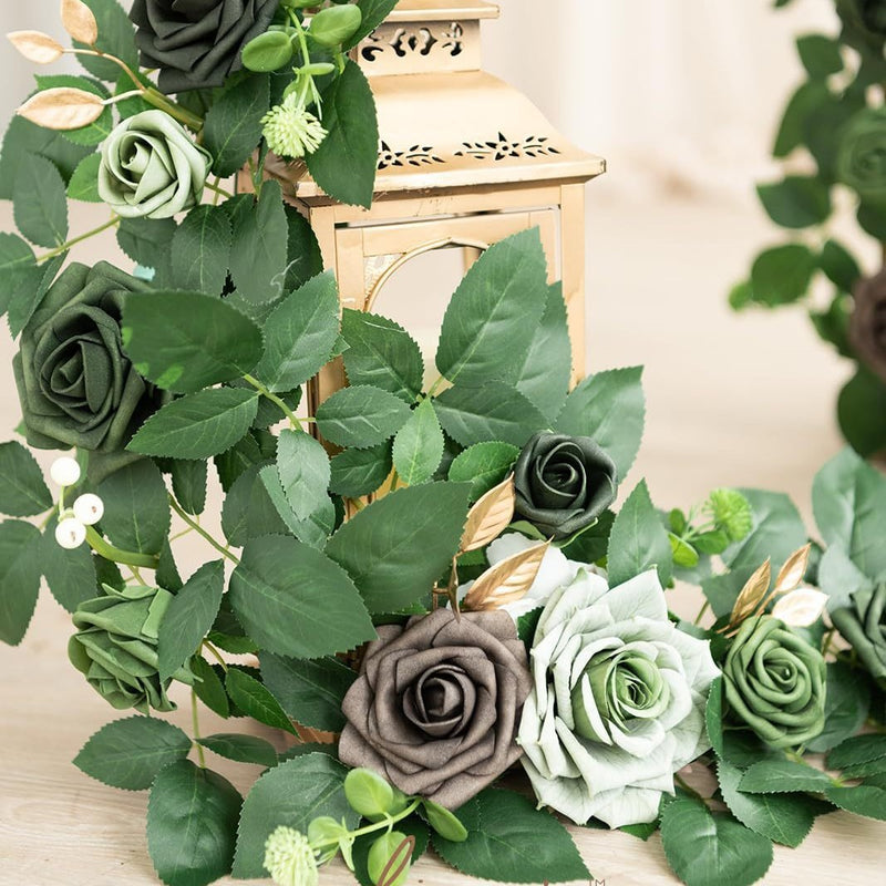 Artificial Rose Vine Garland, 24" Long, Realistic Silk Roses for Wedding Arch Decor, Table Centerpieces, Party & Event Styling