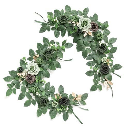 Artificial Rose Vine Garland, 24" Long, Realistic Silk Roses for Wedding Arch Decor, Table Centerpieces, Party & Event Styling