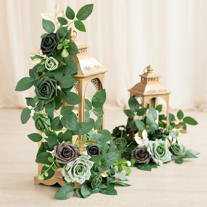 Artificial Rose Vine Garland, 24" Long, Realistic Silk Roses for Wedding Arch Decor, Table Centerpieces, Party & Event Styling