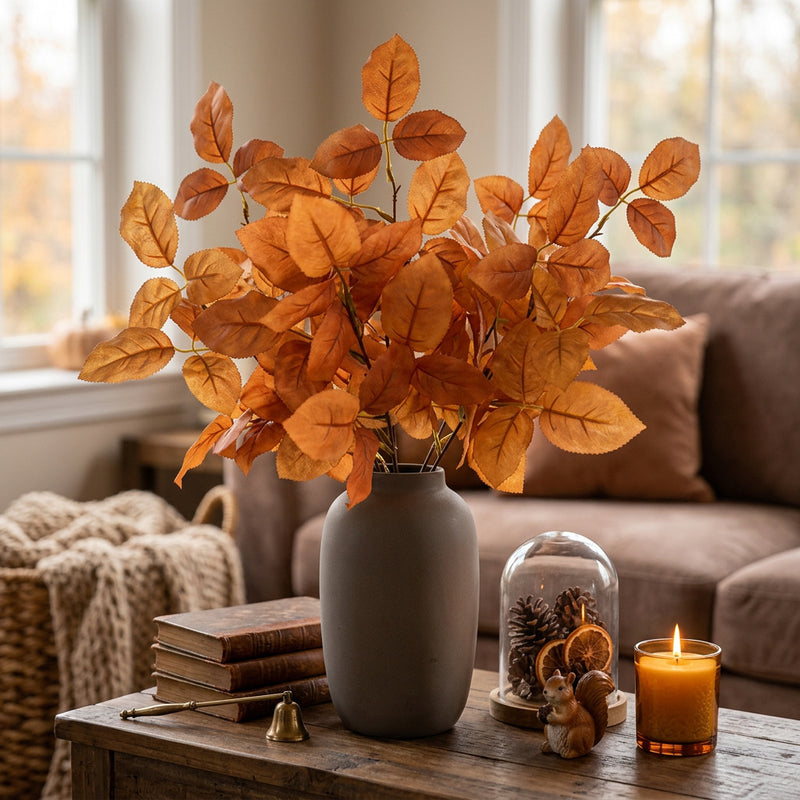 Artificial Maple Leaf Bush, 20" Tall, Realistic Faux Fall Foliage for Home Decor, Wedding Arrangements, and Seasonal Displays