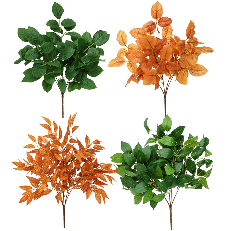 Artificial Maple Leaf Bush, 20" Tall, Realistic Faux Fall Foliage for Home Decor, Wedding Arrangements, and Seasonal Displays