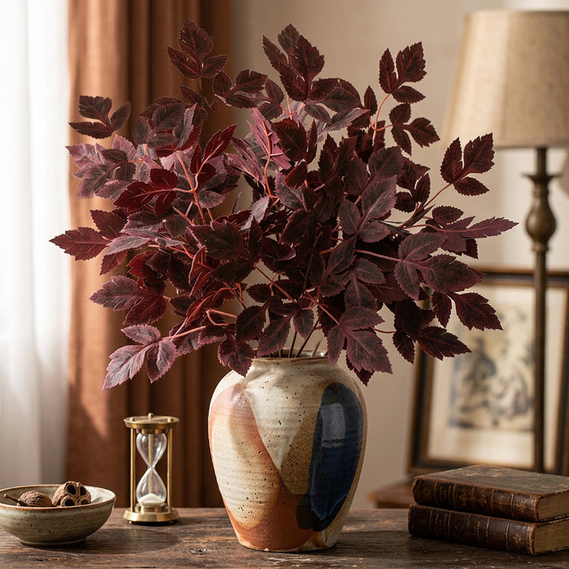Artificial Maple Leaf Bush, 20" Tall, Realistic Faux Fall Foliage for Home Decor, Wedding Arrangements, and Seasonal Displays