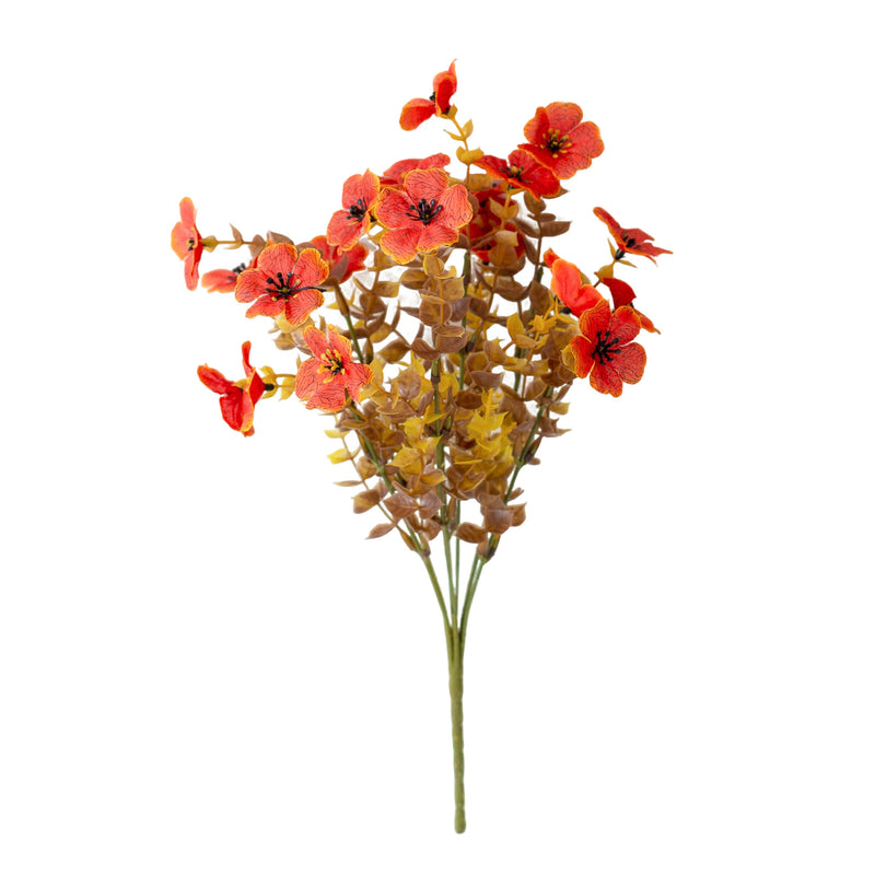 Artificial Eucalyptus Violet Bush, 14" Autumn-Themed Bouquet, Set of 5, Indoor Outdoor Decor