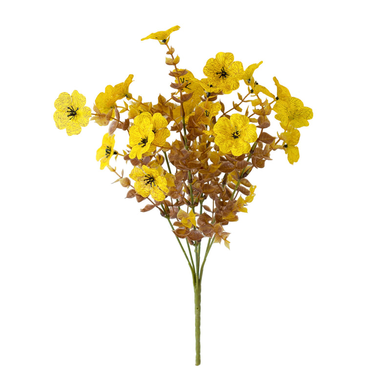 Artificial Eucalyptus Violet Bush, 14" Autumn-Themed Bouquet, Set of 5, Indoor Outdoor Decor