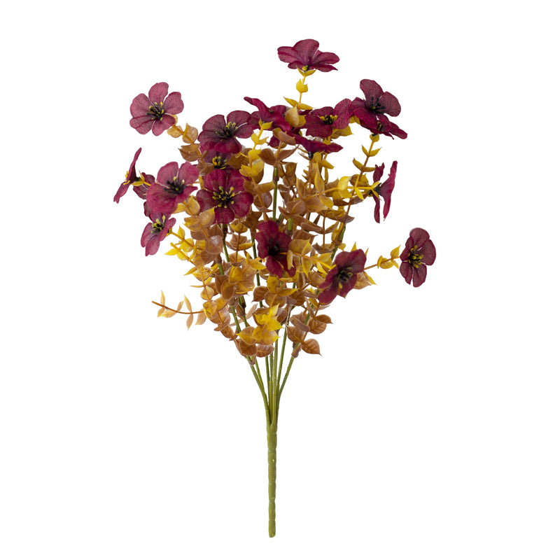 Artificial Eucalyptus Violet Bush, 14" Autumn-Themed Bouquet, Set of 5, Indoor Outdoor Decor