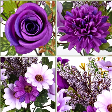 Persian Rose Bush, 7 Blooms, 13" Silk Artificial Flower, Home Decor, Wedding, Office, DIY Arrangements
