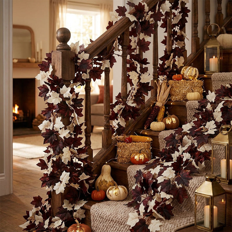 Autumn Maple Leaf Vine Garland, 69" Artificial Foliage for Seasonal Decor, Wedding Backdrops, and Home Accents