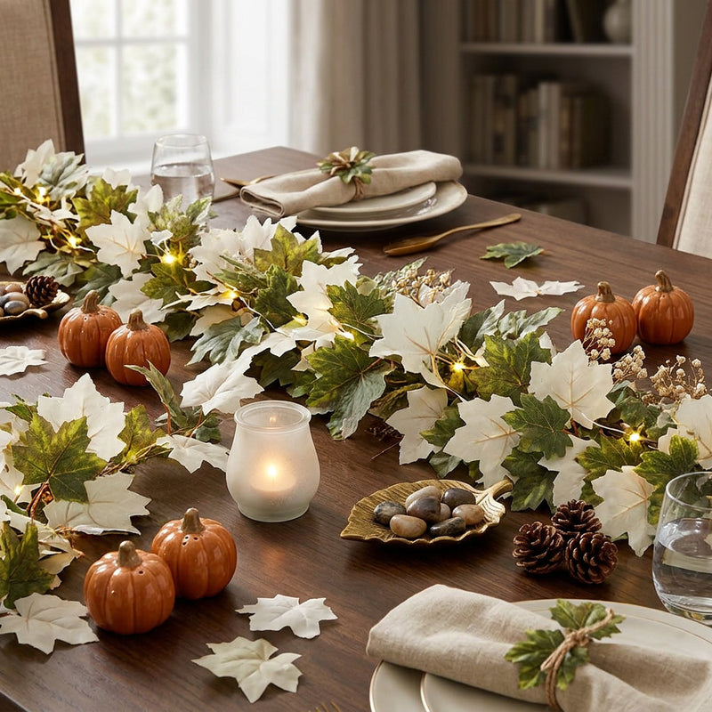 Autumn Maple Leaf Vine Garland, 69" Artificial Foliage for Seasonal Decor, Wedding Backdrops, and Home Accents