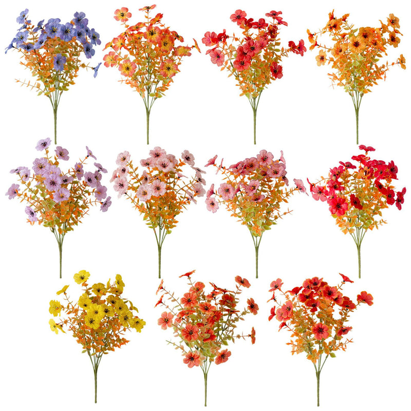 Artificial Eucalyptus Violet Bush, 14" Fall-Themed Faux Florals for Thanksgiving, Halloween, Christmas, Weddings, and Home Decor