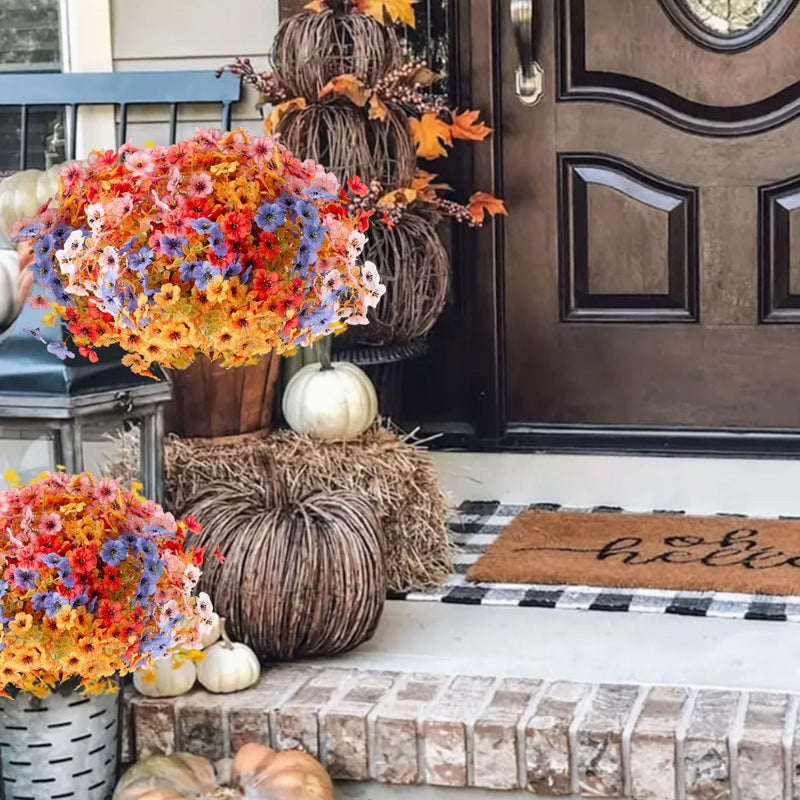 Artificial Eucalyptus Violet Bush, 14" Fall-Themed Faux Florals for Thanksgiving, Halloween, Christmas, Weddings, and Home Decor