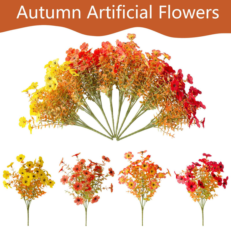 Artificial Eucalyptus Violet Bush, 14" Fall-Themed Faux Florals for Thanksgiving, Halloween, Christmas, Weddings, and Home Decor