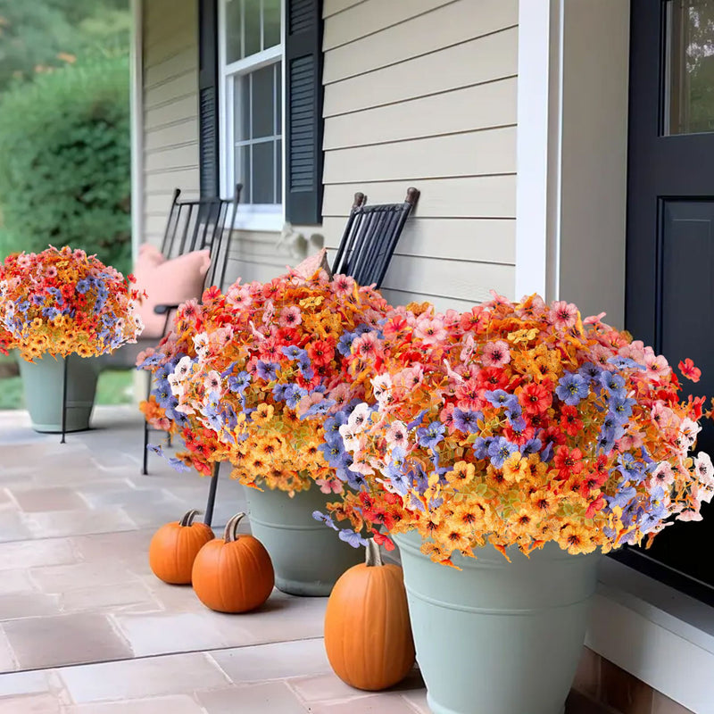 Artificial Eucalyptus Violet Bush, 14" Fall-Themed Faux Florals for Thanksgiving, Halloween, Christmas, Weddings, and Home Decor
