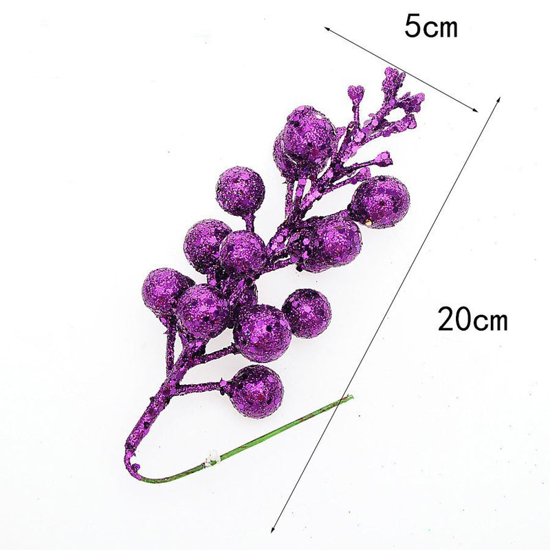 Artificial Cherry Branches with Gold Accents, 8" Long, Set of 3, Seasonal Holiday Decor for Christmas, DIY Arrangements, Home Styling