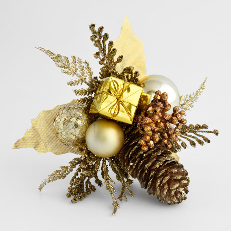 Artificial Spruce Pinecone Christmas Picks, 8" Holiday Greenery Stems with Gold Red Berries, DIY Xmas Decor for Centerpieces, Wreaths, Vases
