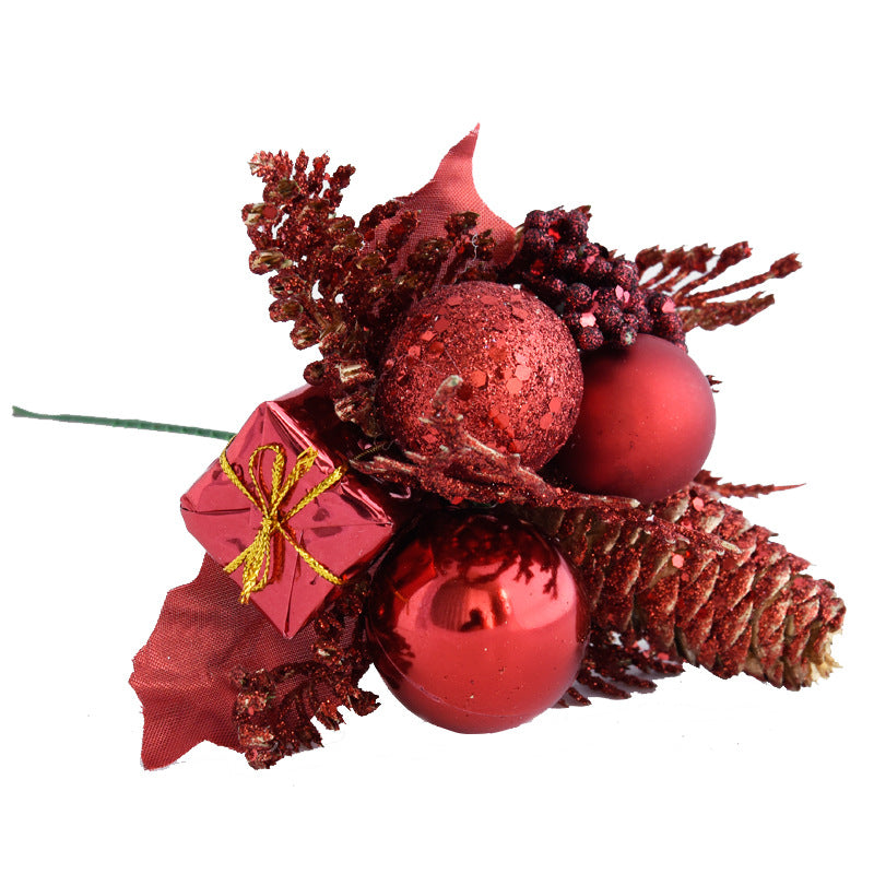 Artificial Spruce Pinecone Christmas Picks, 8" Holiday Greenery Stems with Gold Red Berries, DIY Xmas Decor for Centerpieces, Wreaths, Vases